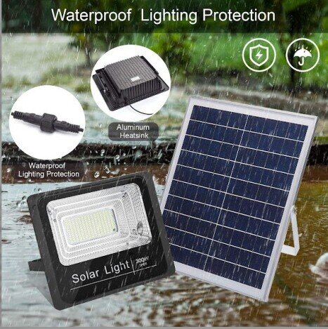 Proiector LED  cu panou solar si telecomanda IP66 200w