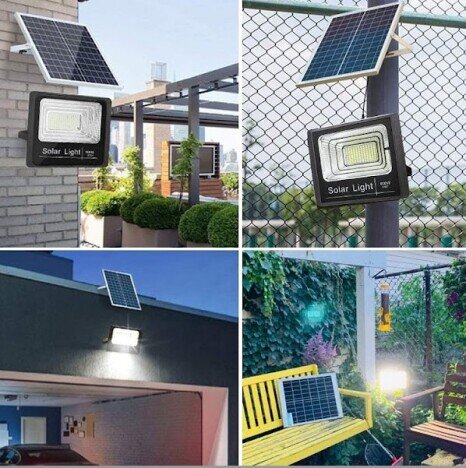 Proiector LED  cu panou solar si telecomanda IP66 200w